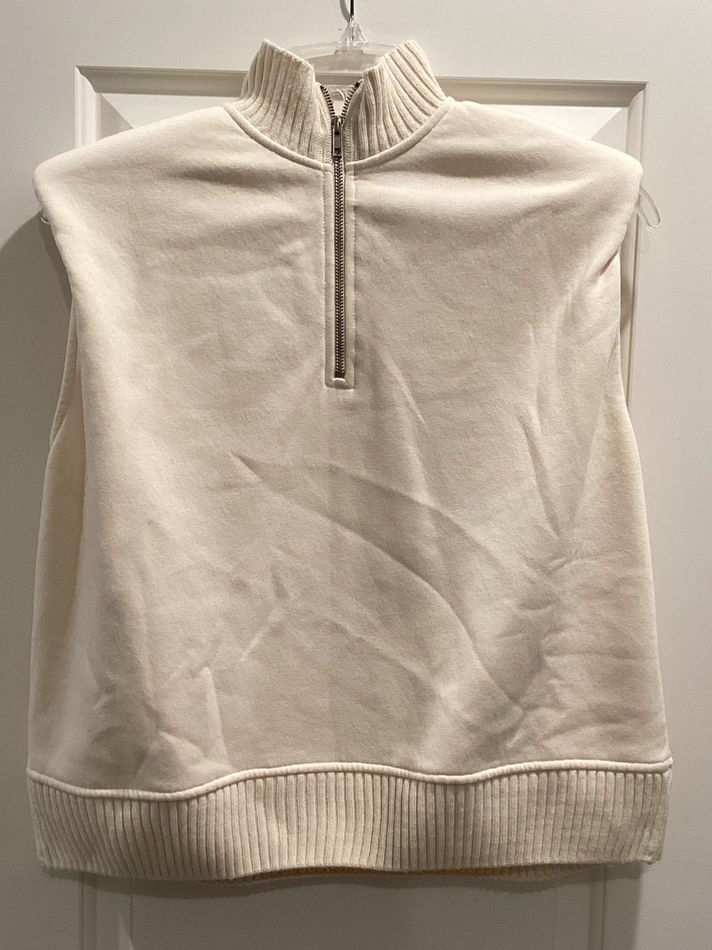 Zara Men's Cream Half-Zip Sweater Vest